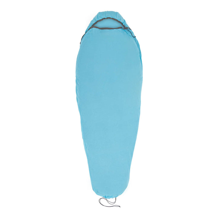 Blue mummy shaped sleeping bag liner