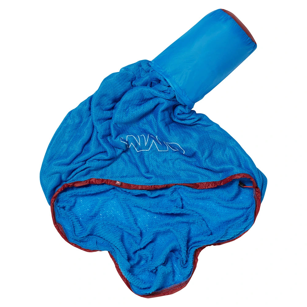 OMM Core Liner in Blue, full view showing the 3D hood and large opening