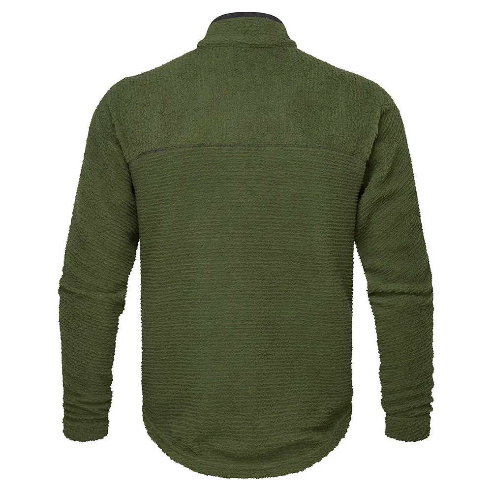 OMM Core Press Pullie in Dark Green, back view showing the regular fit through the shoulders