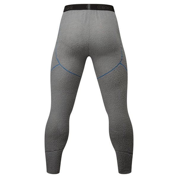 OMM Core Tights in Grey/Black, rear view showing the wide elasticated waistband