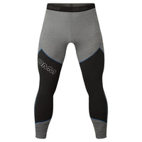 OMM Core Tights in Grey/Black, front view showing the stretch knee panels