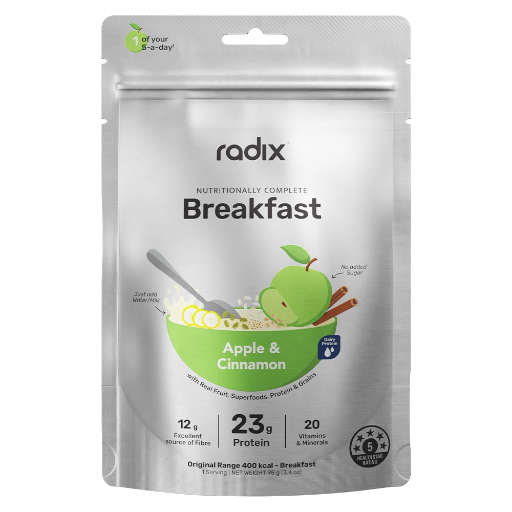 Radix Apple &amp; Cinnamon breakfast package on a white background