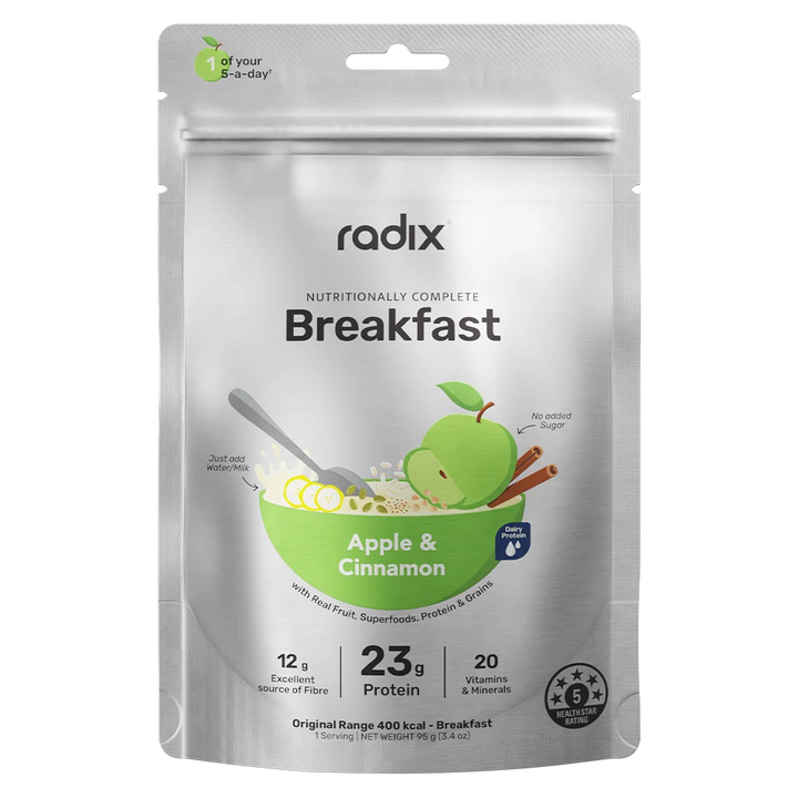 Radix Apple &amp; Cinnamon breakfast package on a white background