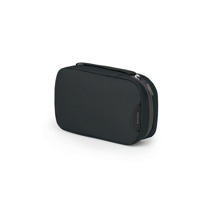 Black travel pouch on a white background
