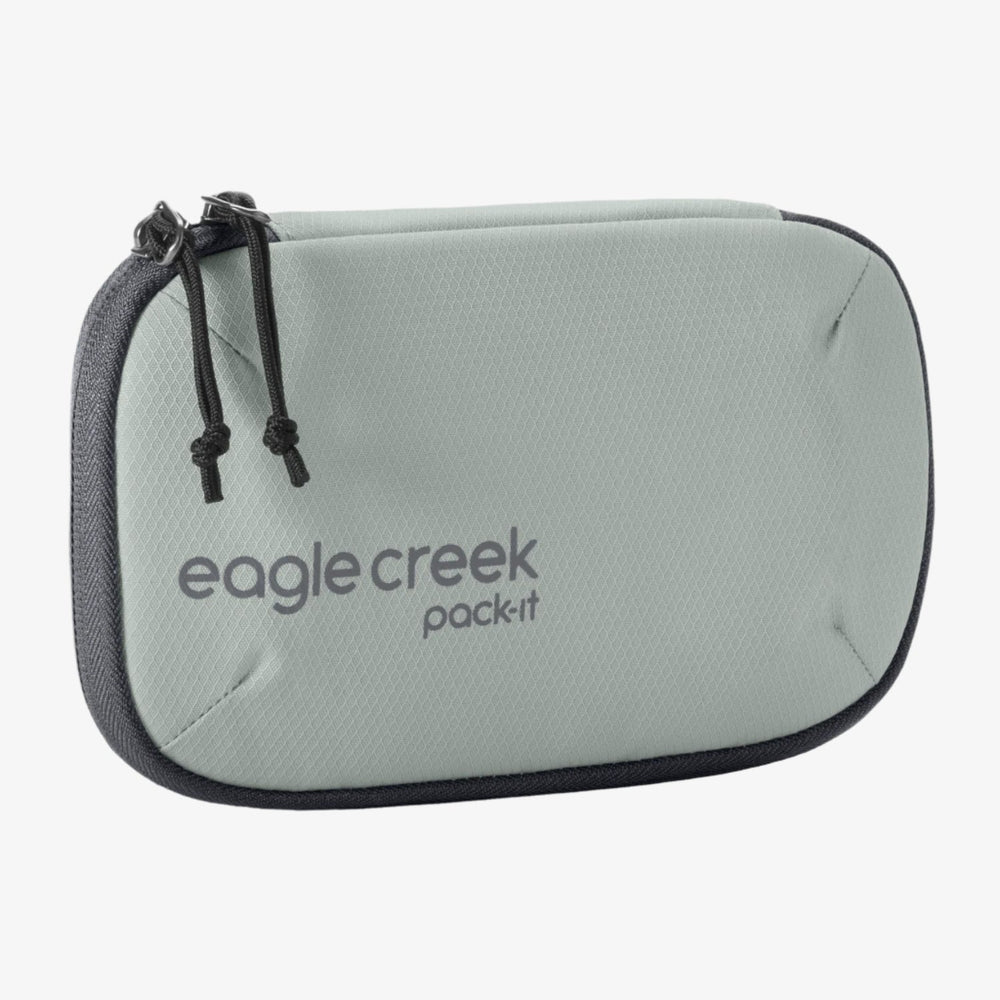 Grey travel pouch with 'eagle creek pack-it' branding on a white background