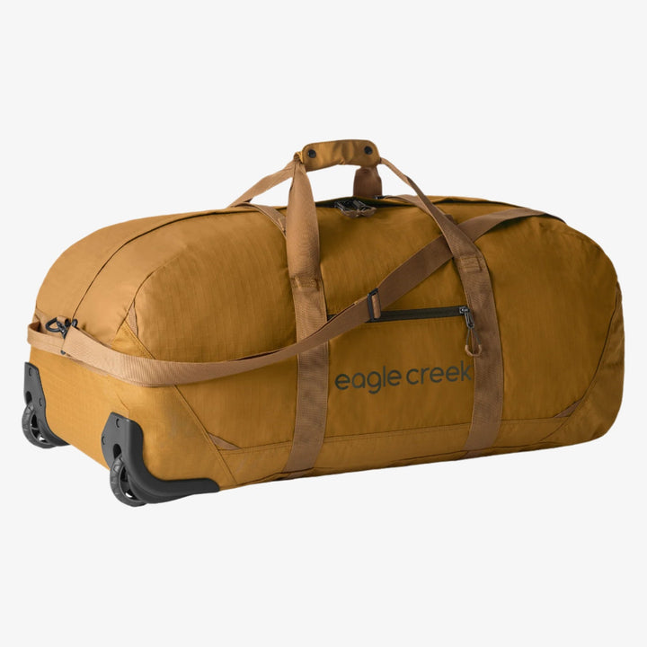 Brown duffel bag with wheels and &
