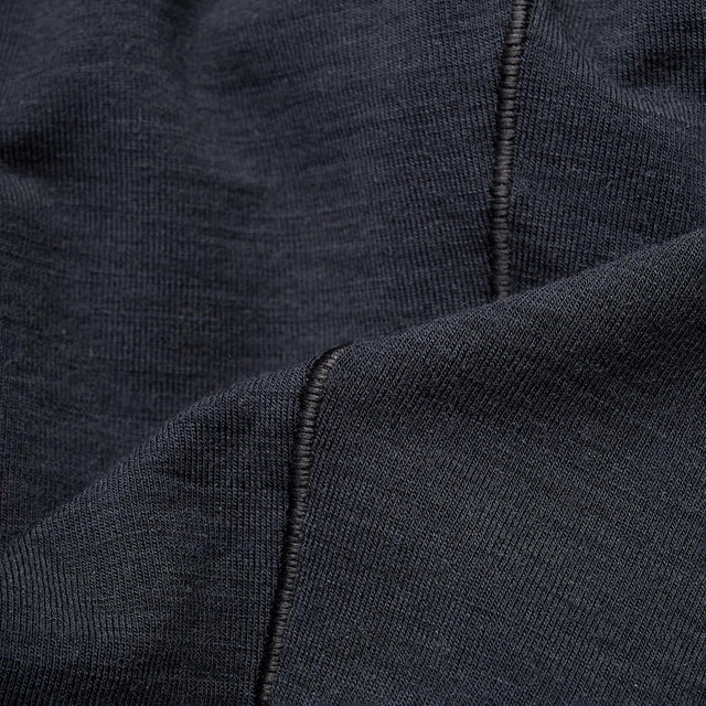Close-up of black fabric with a seam
