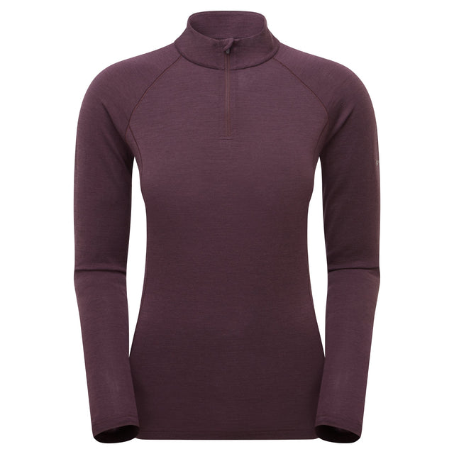 Purple long-sleeve shirt with a quarter zip on a white background