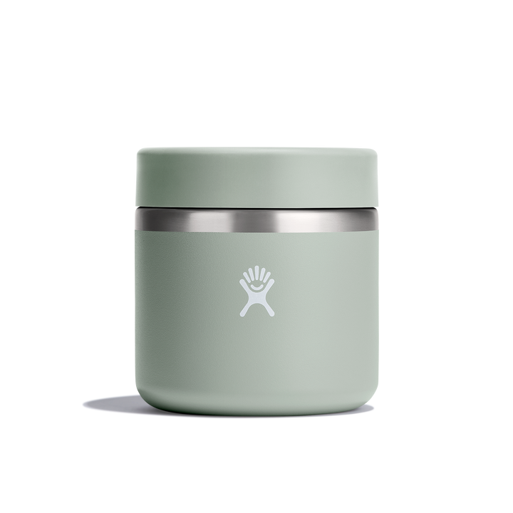 Pale green insulated food jar with Hydro Flask logo on a white background