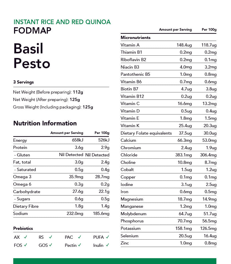 Radix Nutrition Instant Rice & Quinoa Mix Basil Pesto Style