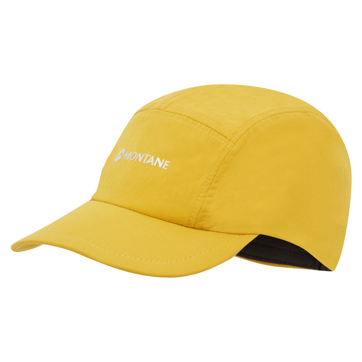 Yellow cap with Montane logo on a white background