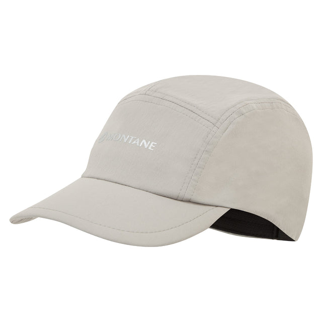 Beige cap with a brand logo on a white background