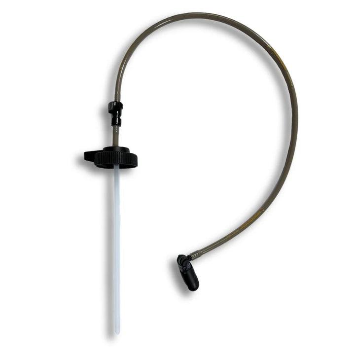 Hydration swig with clay coloured hose on a white background. 