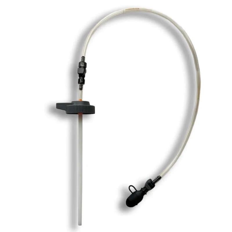 Hydration swig with clear hose on a white background. 