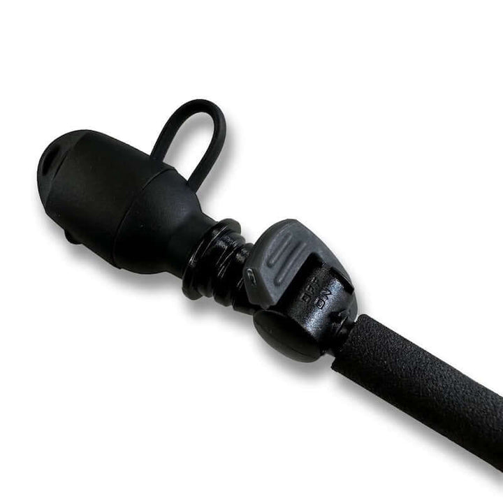 Black bite valve with cover on white background