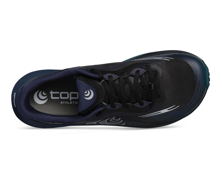 Black athletic shoe with &