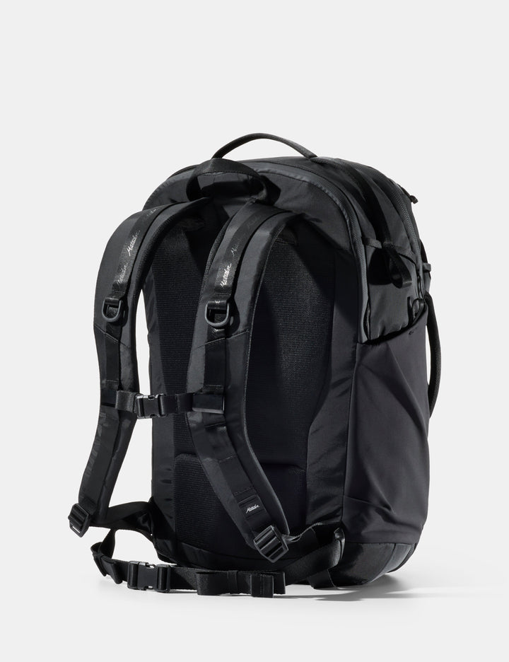 Matador 30L Carry-On Travel Pack - Black, back view showing straps