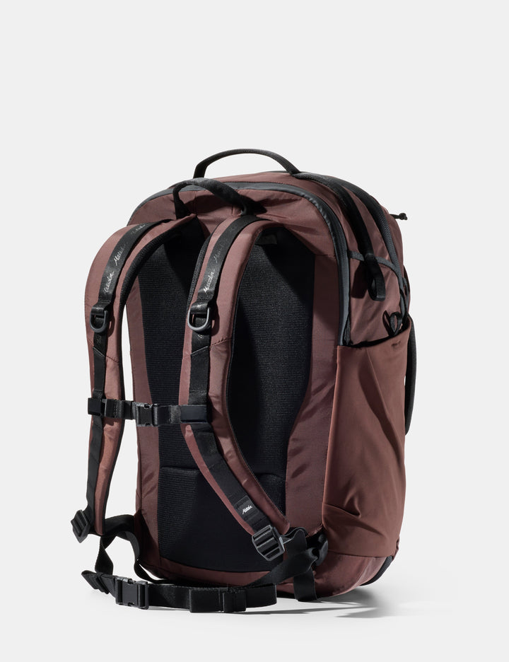 Matador 30L Carry-On Travel Pack - Garnet, back view showing straps