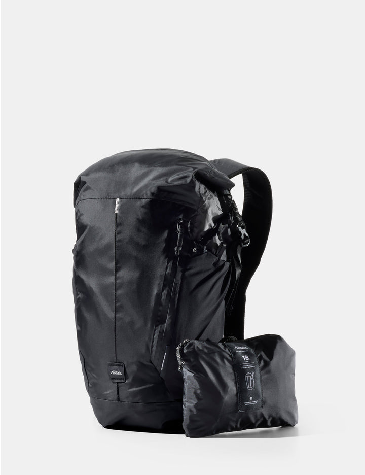 Matador 18L Waterproof Packable Backpack - Packed - Black, front view