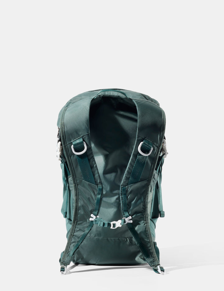 Matador 18L Waterproof Packable Backpack - Packed - Juniper, back view showing straps