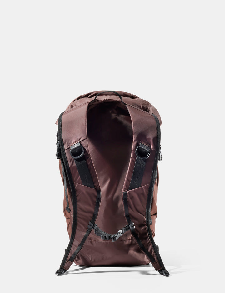 Matador 18L Waterproof Packable Backpack - Packed - Garnet, back view showing straps