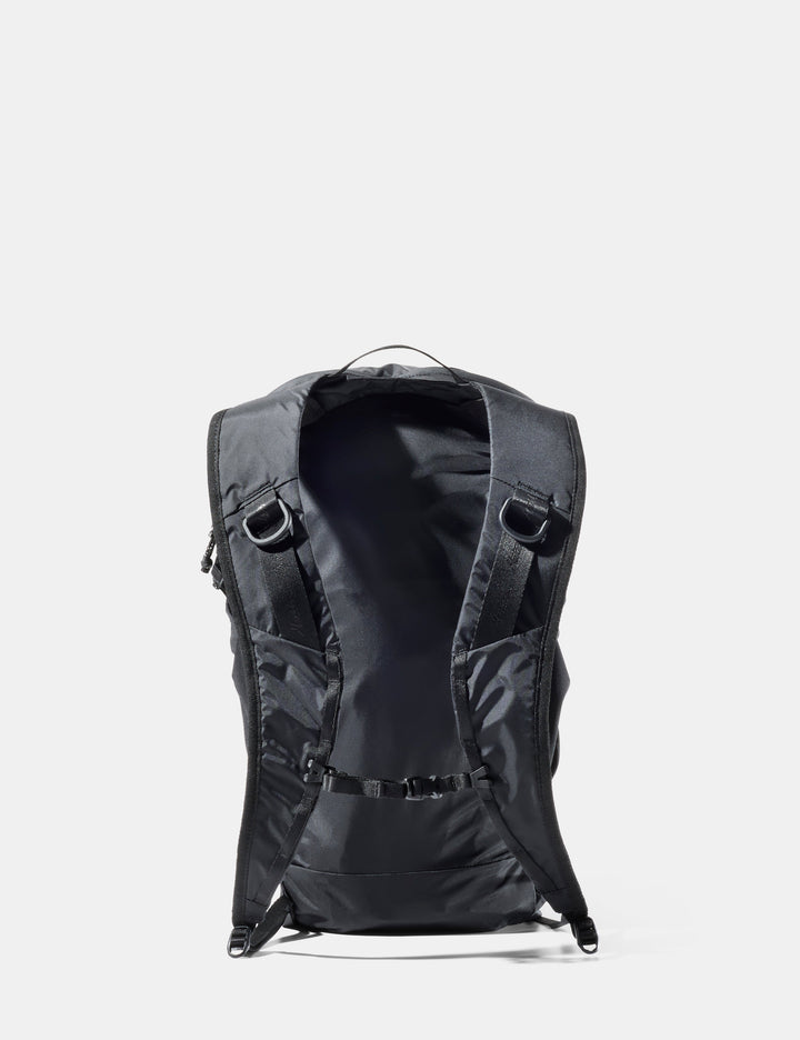 Matador 18L Zipper Packable Backpack - Packed - Black, back view showing straps