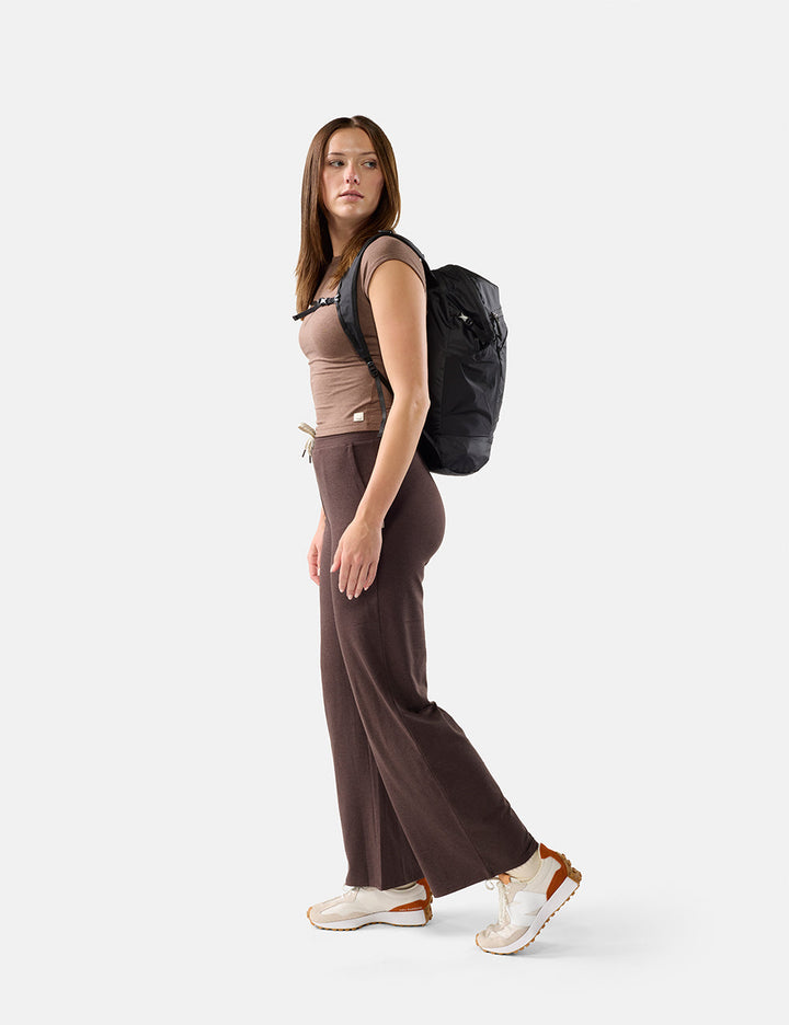 Matador 18L Zipper Packable Backpack - Packed - Black, worn on the back, rear view
