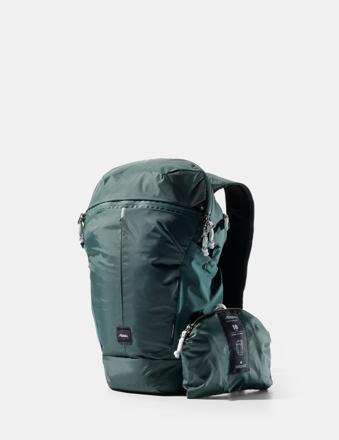 Matador 18L Zipper Packable Backpack - Packed - Juniper, front view