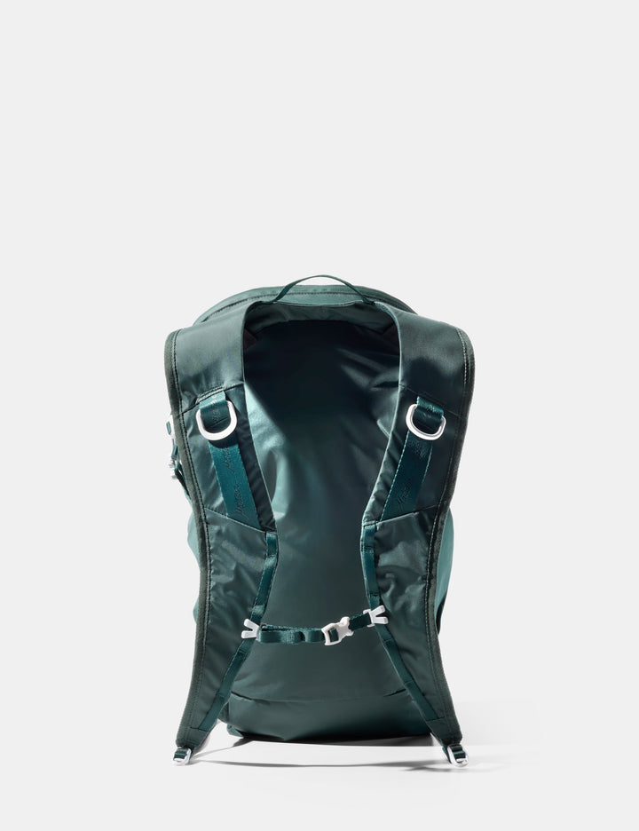 Matador 18L Zipper Packable Backpack - Packed - Juniper, back view showing straps