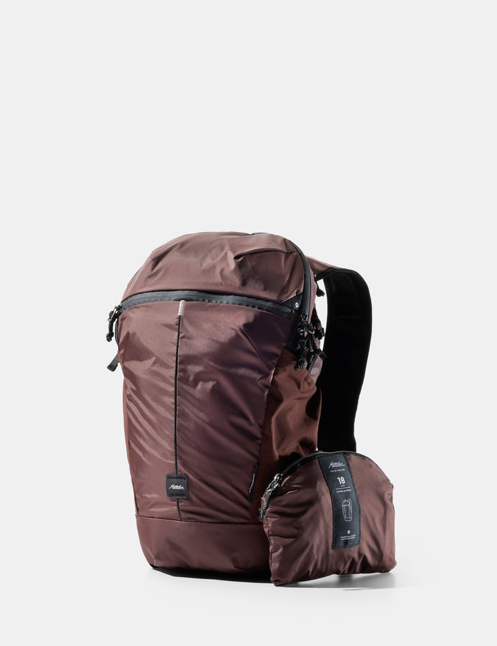 Matador 18L Zipper Packable Backpack - Packed - Garnet, front view