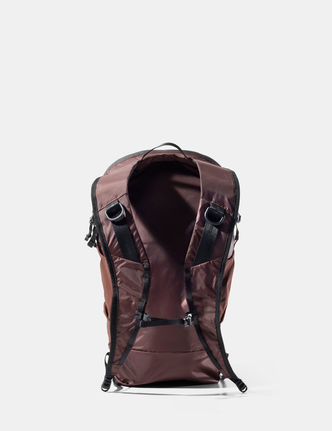 Matador 18L Zipper Packable Backpack - Packed - Garnet, back view showing straps
