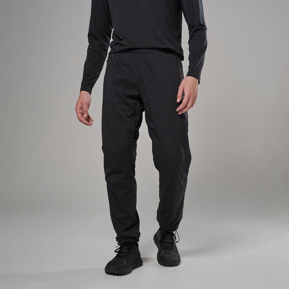 Montane Khamsin Lite Softshell Pants Men's in Black, on model, front view