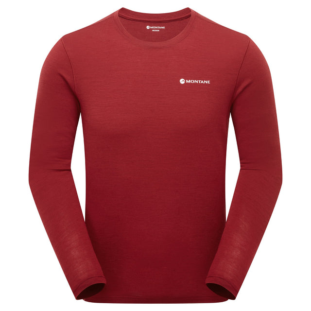 Red long-sleeve shirt with Montane logo on a white background