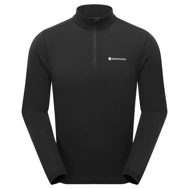 Black long-sleeve shirt with a quarter zip and Montane logo on a white background