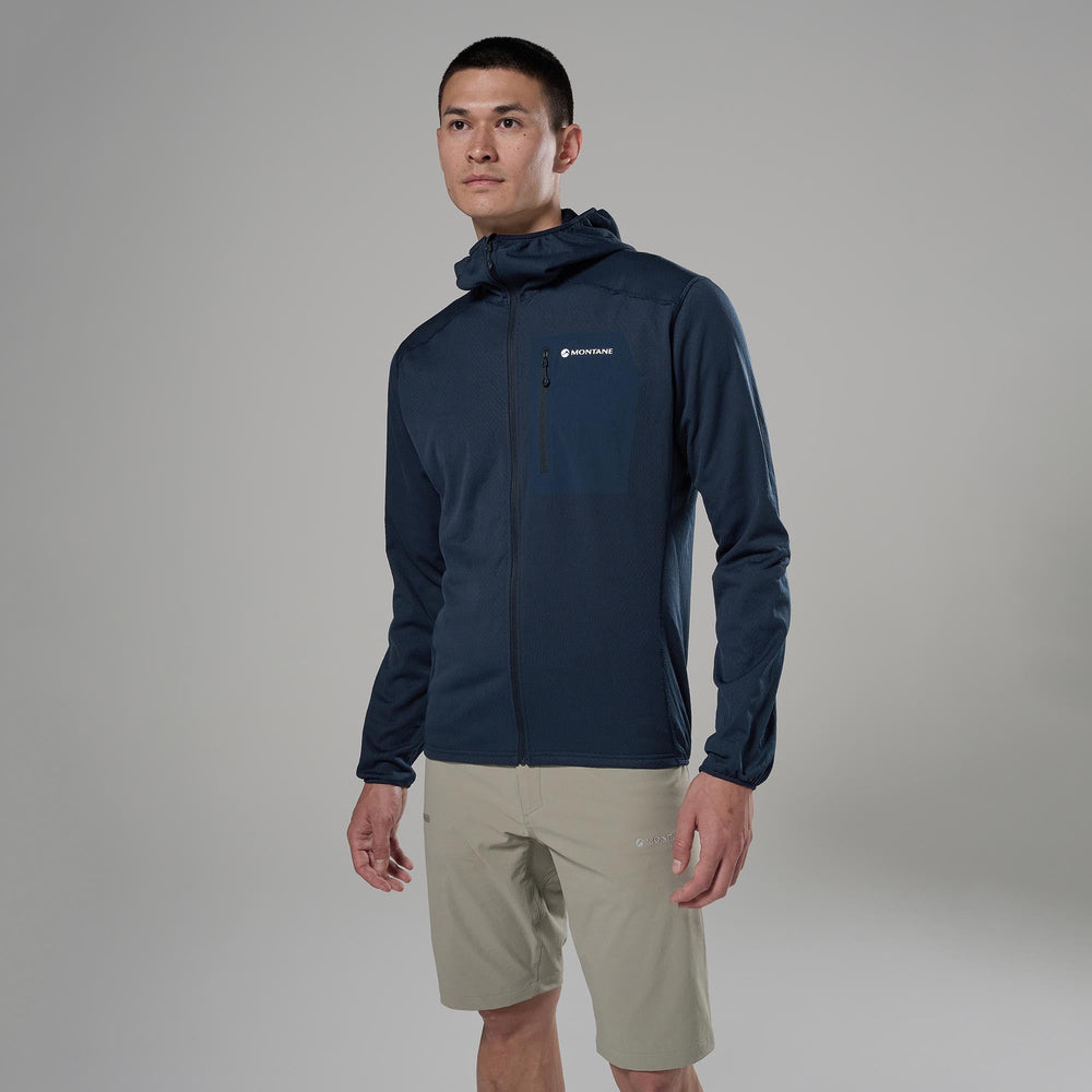 Montane Zepher Fleece Hoodie Men's Eclipse Blue model front