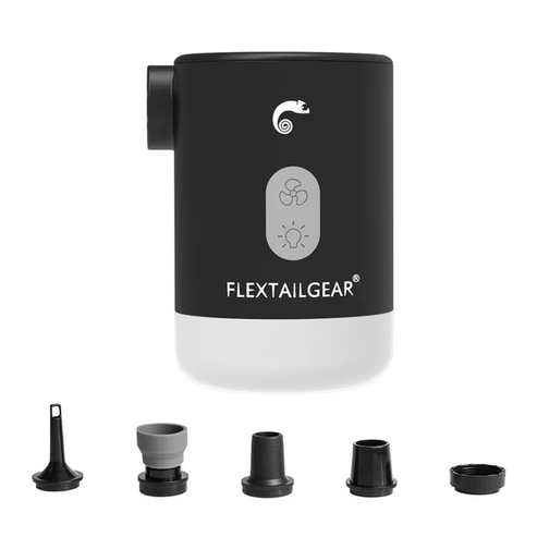 Black pump with FlexTailGear logo and attachments on a white background