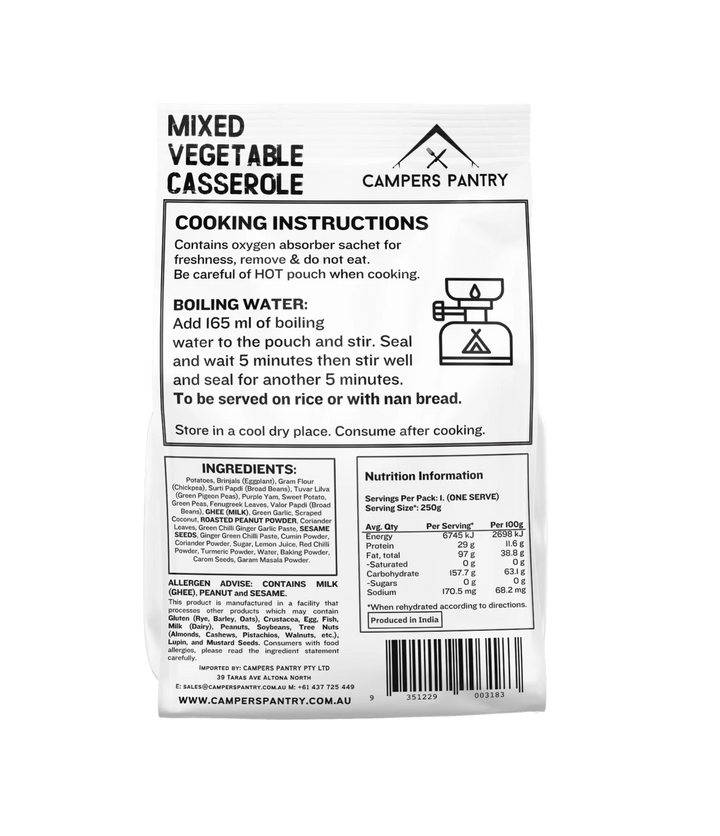 Campers Pantry Mixed Vegetable Casserole