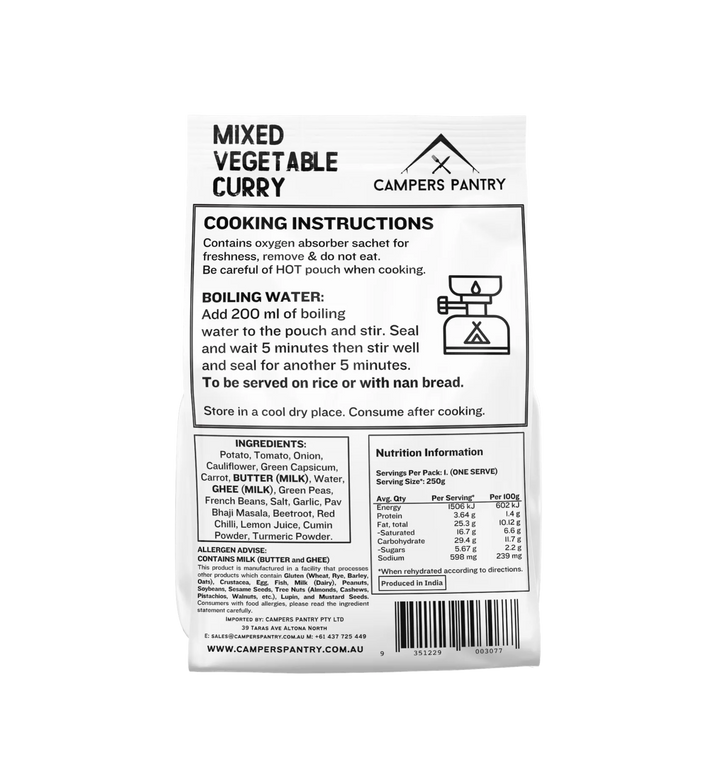 Campers Pantry Mixed Vegetable Curry