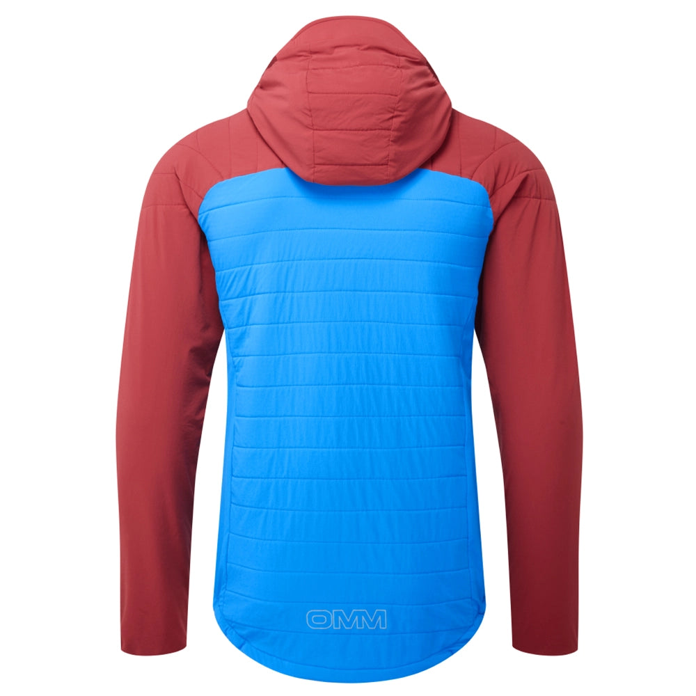OMM Mountain Core Jacket in Blue/Dark Red, lifestyle shot on the move