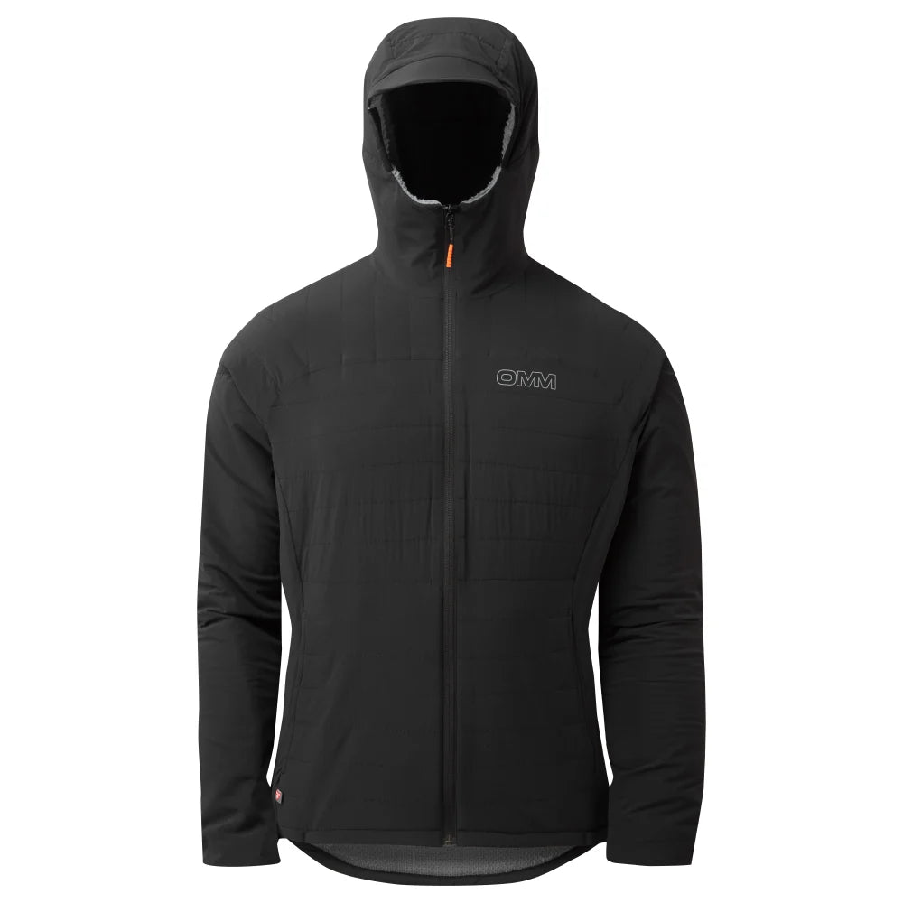 OMM Mountain Core Jacket in Black, front view with hood up