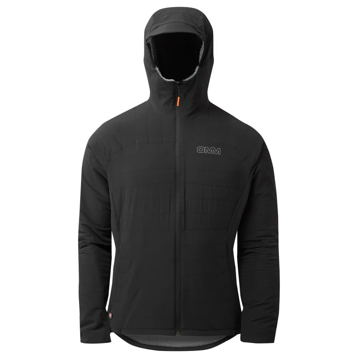 OMM Mountain Core Jacket in Black, front view with hood up