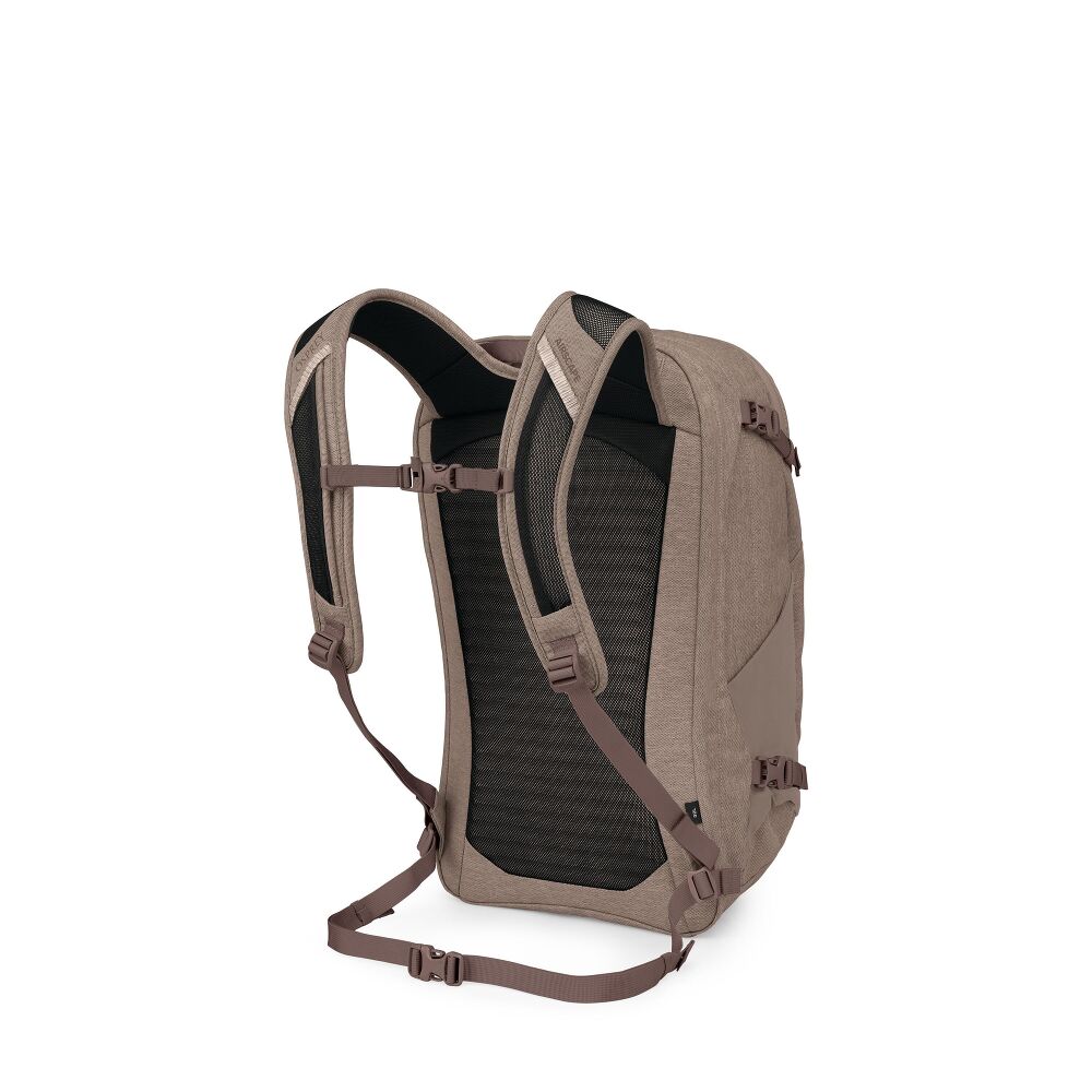 Brown backpack on a white background