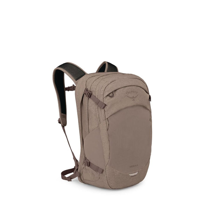Beige backpack on a white background