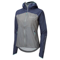 Navy and gray two tone waterproof jacket on a white background
