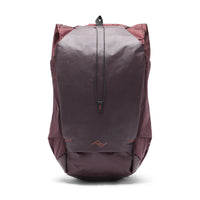 Maroon backpack with a logo on a white background