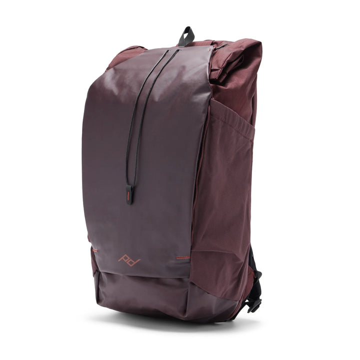 Maroon backpack on a white background