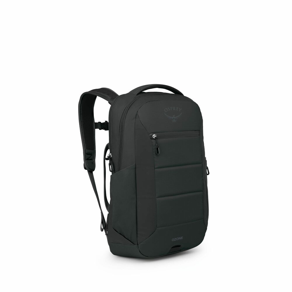 Black backpack on a white background
