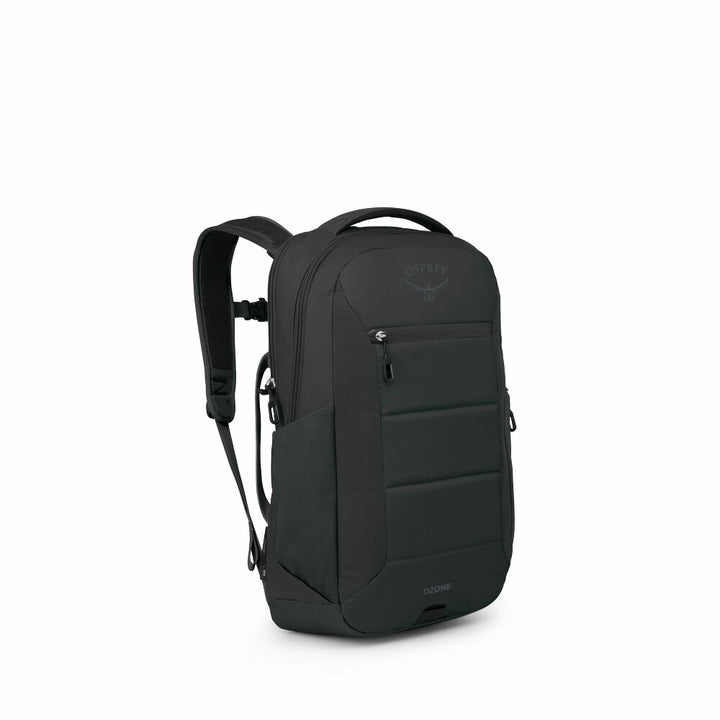 Black backpack on a white background