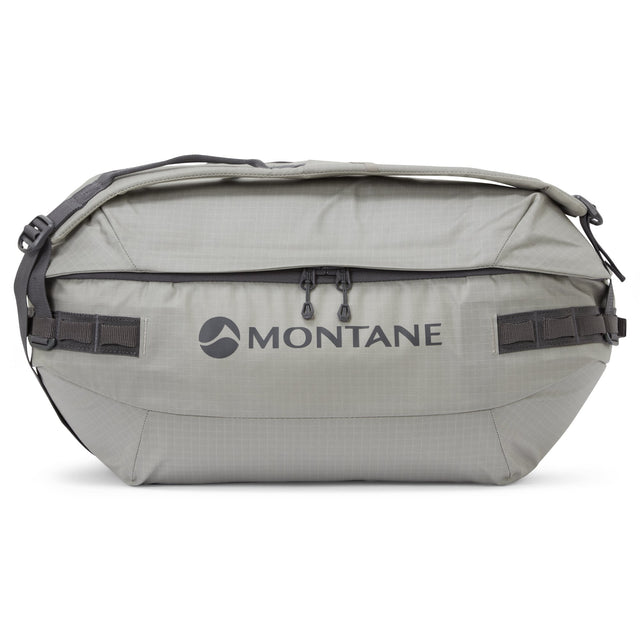 Grey duffel bag with Montane logo on a white background
