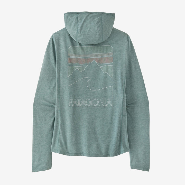 Green hoodie with Patagonia logo on a white background